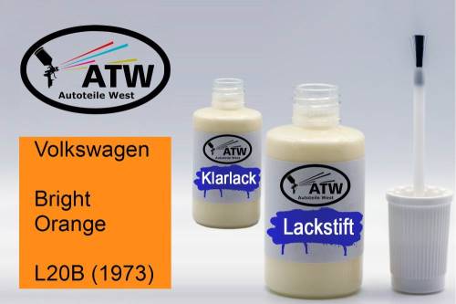 Volkswagen, Bright Orange, L20B (1973): 20ml Lackstift + 20ml Klarlack - Set, von ATW Autoteile West.
